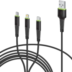 Intaleo USB to Micro/Lightning/Type-C 3in1 Cable 1.4m Black