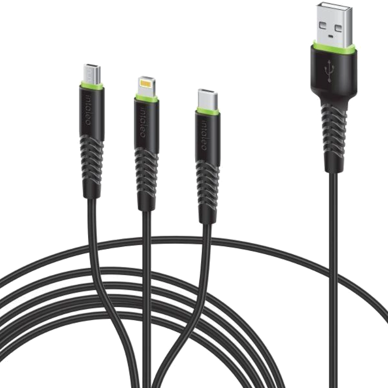 Intaleo USB to Micro/Lightning/Type-C 3in1 Cable 1.4m Black