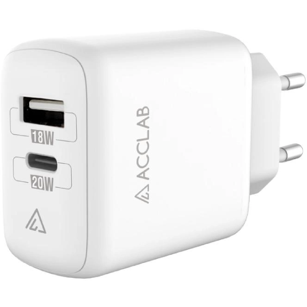 Зарядное устройство Acclab AL-TC220 USB/Type-C White