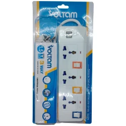 Uzadıcı Voltam 1.5 m VP-25 3 Way Universal Type Power Strip With 2 Usb