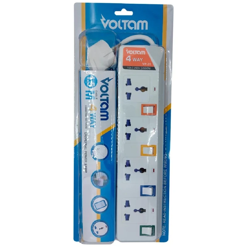 Сетевой фильтр Voltam 1.5 м VP-31 A14 на 4 розетки, универсальный тип