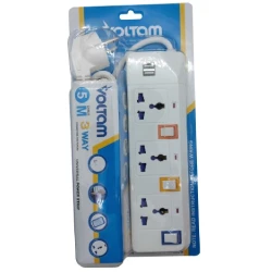 Uzadıcı Voltam 5 m VP-27 3 Way Universal Type Power Strip with 2 Usb