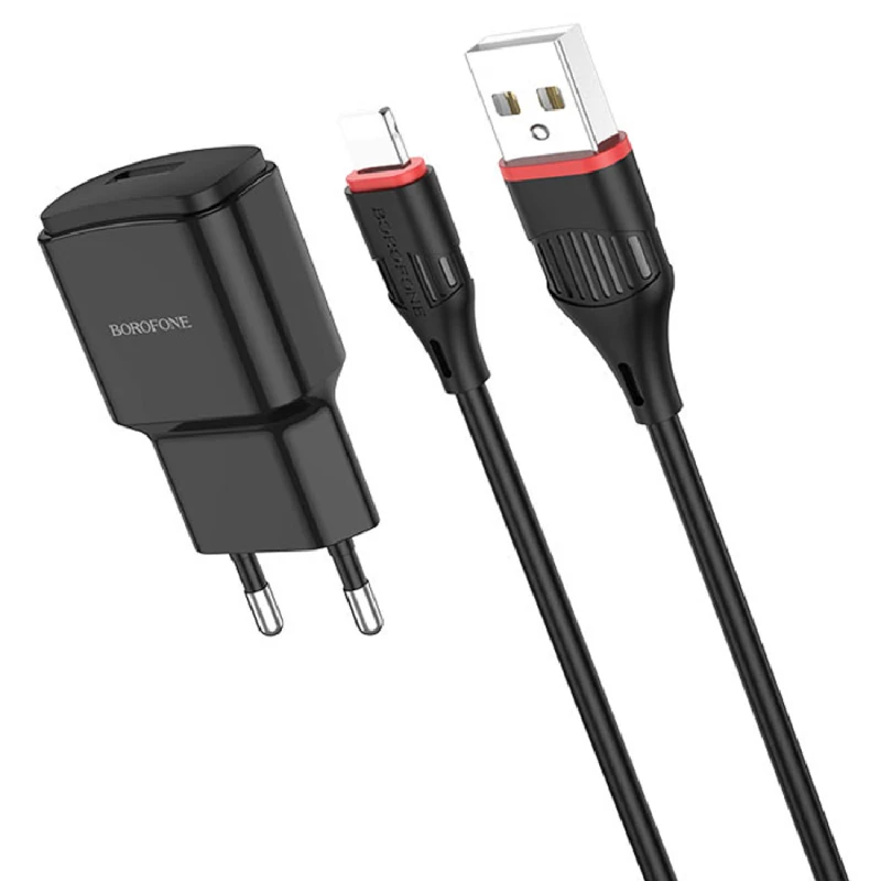 Сетевое зарядное устройство Borofone Orion Charger + Cable Lightning 1 m BA48A Black