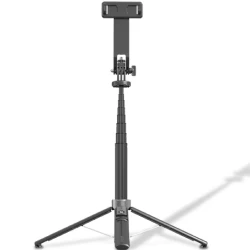 Selfi çubuğu Porodo 135CM Extendable with detachable light 4 led tripod Black / PD-SLSTL-BK
