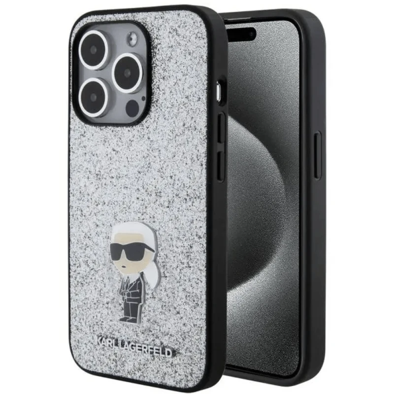 Qoruyucu örtük Karl Lagerfeld Fixed Glitter iPhone 15 Pro Max KLHCP15XGKNPSG
