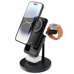 Power Bank Porodo 4IN1 MagSafe Dock 5000 mAh PD 20W Black PD-PBFCH024-BK