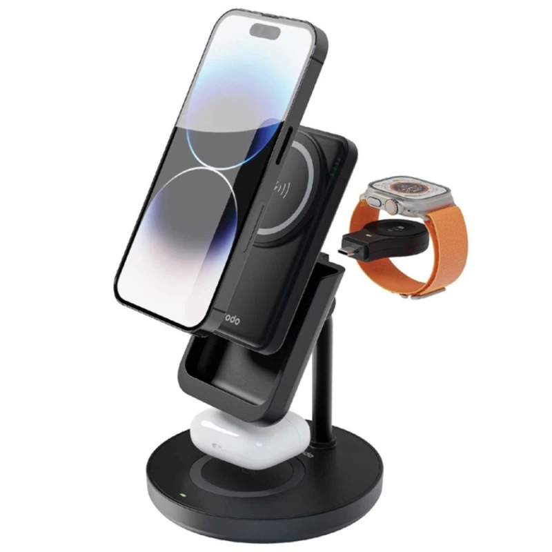 Power Bank Porodo 4IN1 MagSafe Dock 5000 mAh PD 20W Black PD-PBFCH024-BK