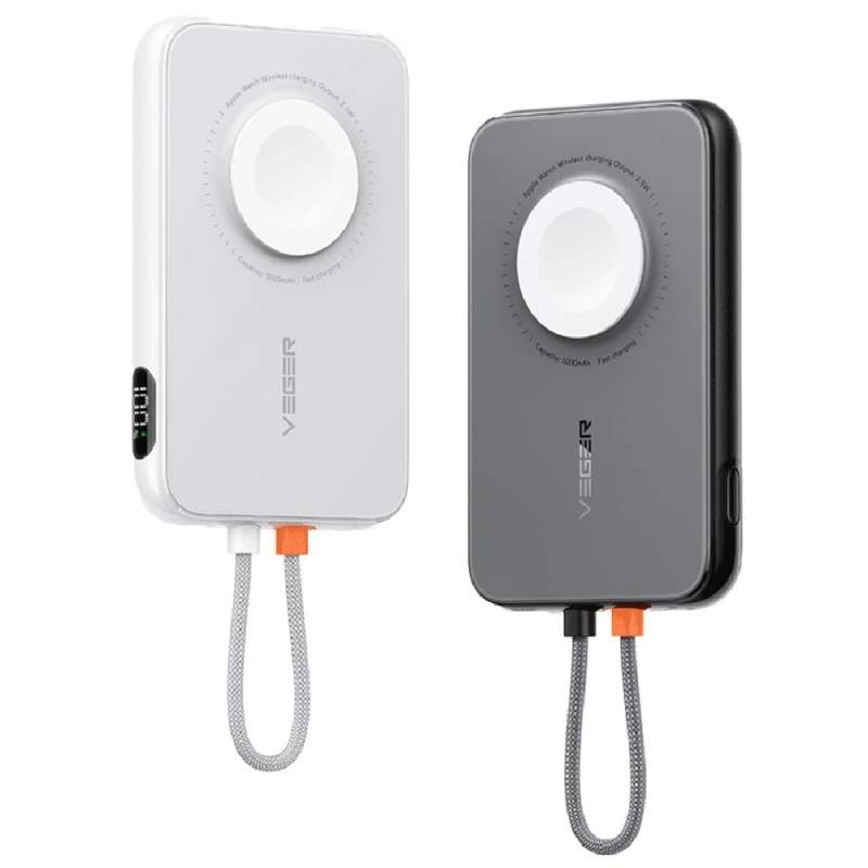 Внешний аккумулятор Powerbank Porodo 5000mAh Slim PD 20W+Watch Charger Черный / PD-PBFCH027-BK