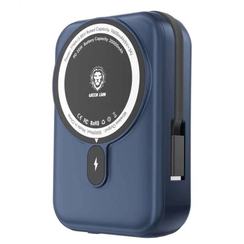Внешний аккумулятор Powerbank Green Lion Monaco MagSafe 20000 mAh Dark Blue