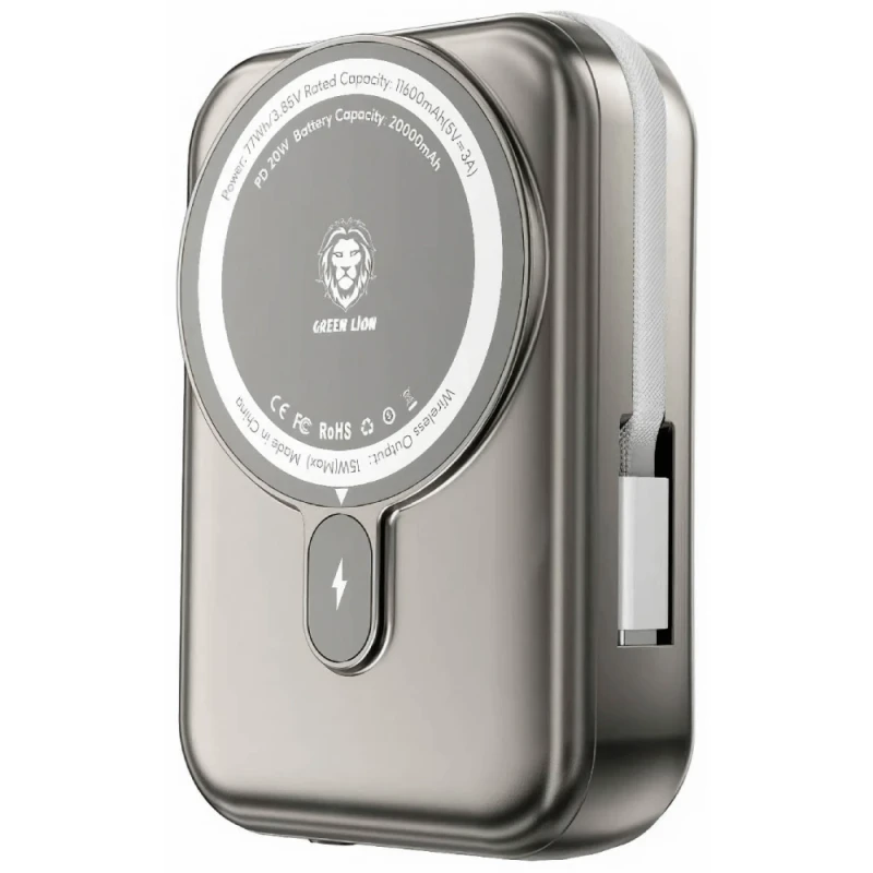 Power Bank Green Lion Monaco MagSafe 20000 mAh Titanium Gold / GNMPB20KTCTGD