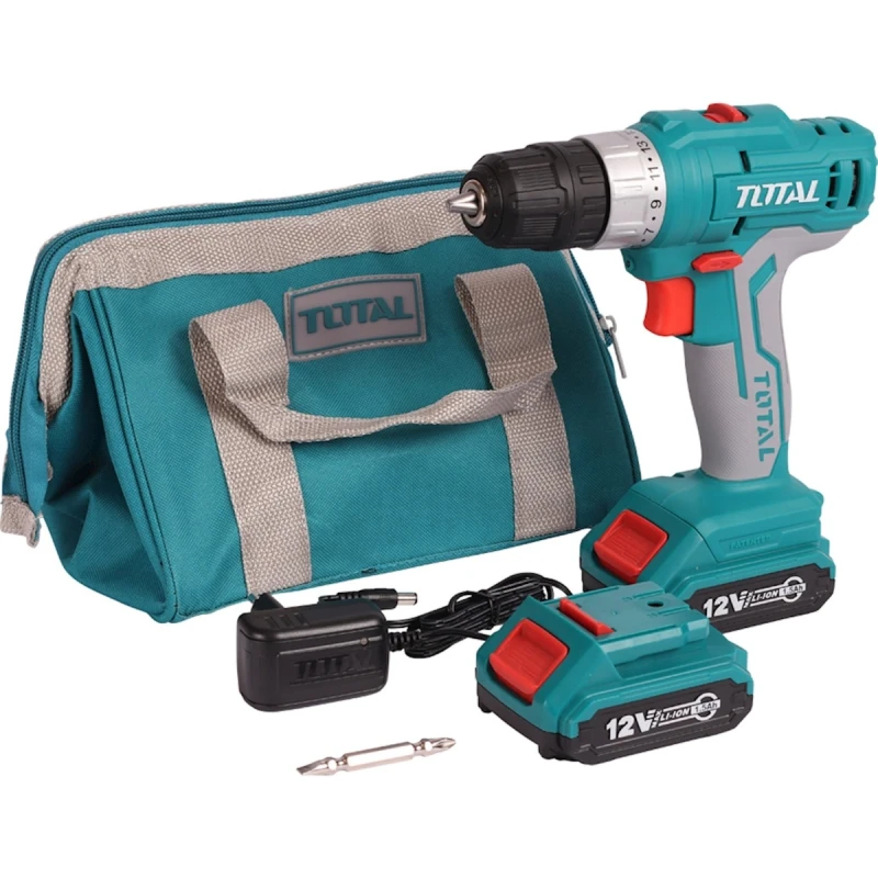Дрель-шуруповерт Total TDLI1222 (CASE+2X1.2)