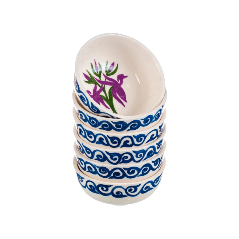 Пиала с голубым узором и рисунком Харыбюльбюль 1030