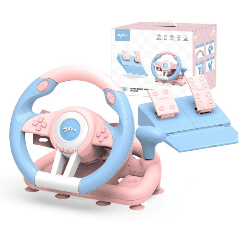 Руль и педали PXN V3 Pro Racing Wheel+ Pedals PS4/XBOX One/PC Pink/Blue