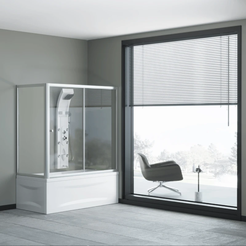 Düz vanna üstü duş kabin Kabinex KL 301 130×70×150 sm