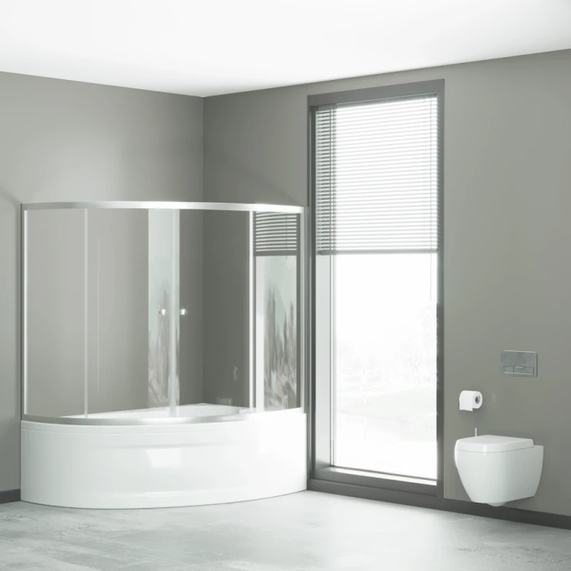 Полукруглая душевая кабина для ванны Kabinex KL 200 130×90×150 см Правая