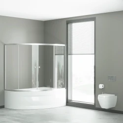 Yarım oval vanna üstü duş kabin Kabinex KL 204 150×100×150 sm Sağ