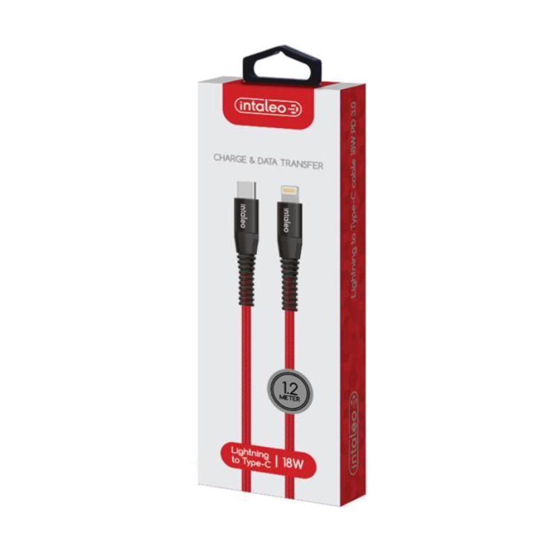 Enerji toplama üçün naqillər Intaleo Type-C  Lightning 1.2 m Red / CBRNYTL1