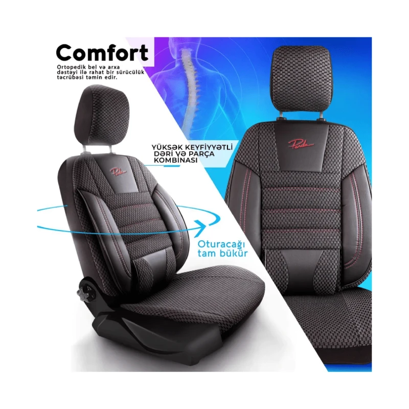 Oturacaq örtükləri Panda Comfort Series Black/Red