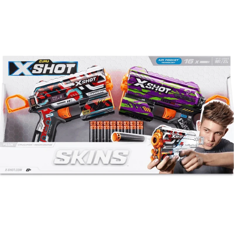 Oyuncaq silahlar Zuru INT-S001-X-Shot Skins Flux 2PK(16 DART) 193052039958