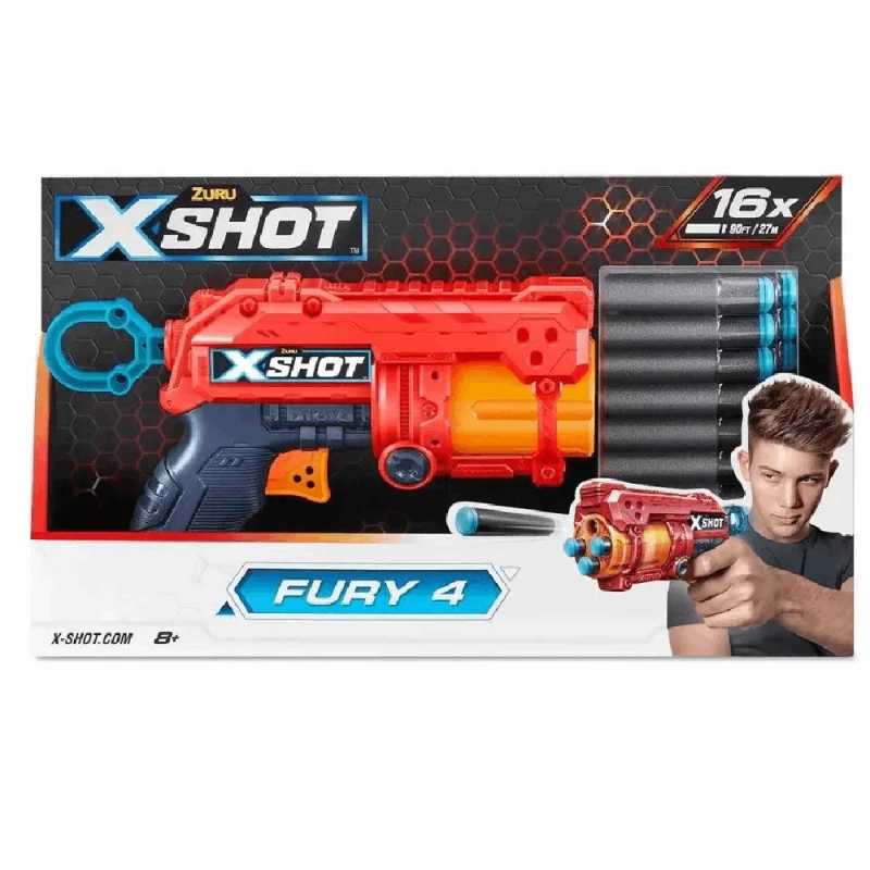 Игрушечный пистолет Zuru X-Shot Excel-Fury 4 (16 дротиков)