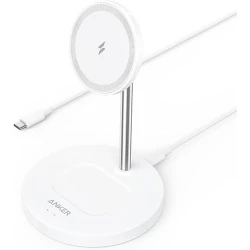 Беспроводное зарядное устройство Anker Powerwave Magnetic 2 in 1 Stand White A2543H21