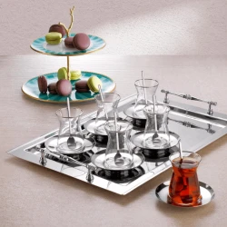 Çay üçün fincan dəsti Schafer Karla Çelik 19 parça 8699131858905 (Gümüşü)