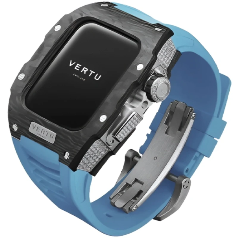 Смарт-часы Vertu Watch H1 Stainless Steel Pure Black Dia Blue Rubber (SW-BD-004-001-HW)