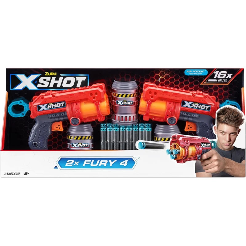 Oyuncaq silahlar Zuru 2022-S002-X-Shot-Excel-Fury 4 2PK 193052040336