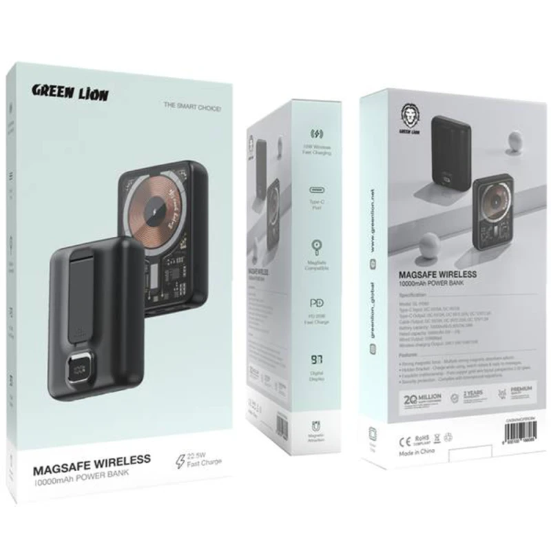 Power Bank Green Lion Chambers W/MagSafe 10000 mAh Black