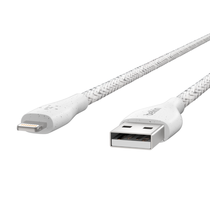 Enerji toplama üçün naqillər Belkin Duratek Plus Lightning - Usb-A 1.2M White