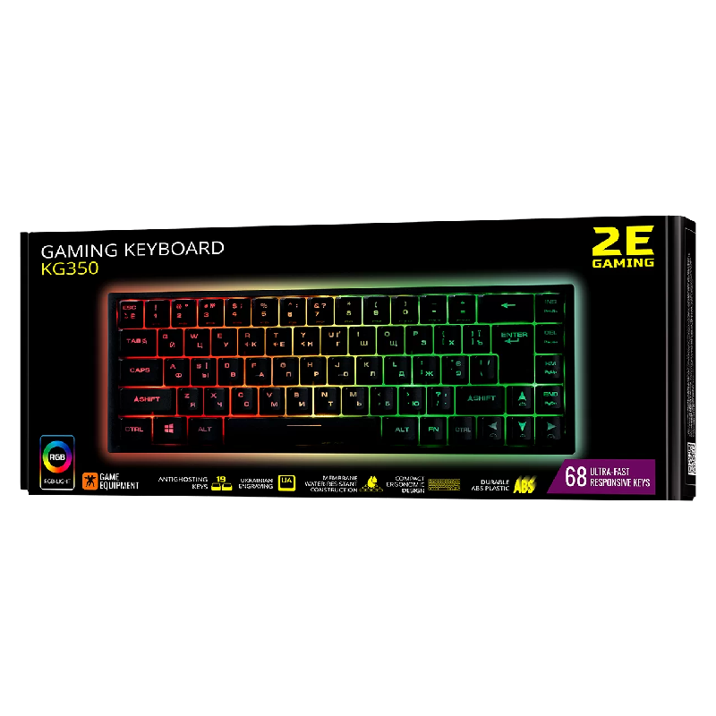 Gaming Keyboard 2E KG350 RGB 68 key Black / KG350UBK