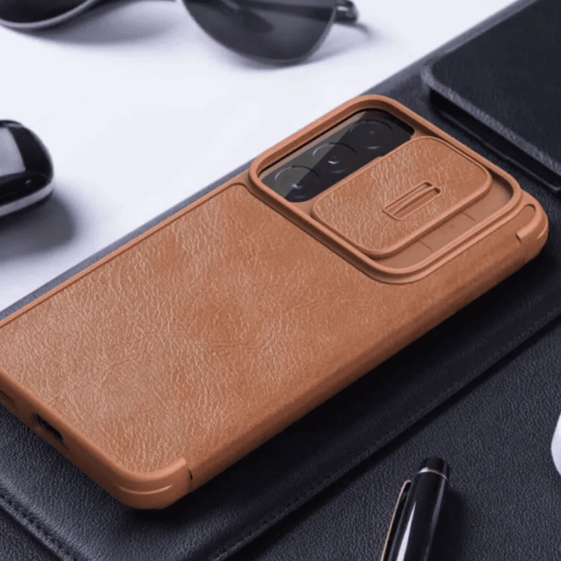 Qoruyucu örtük Nillkin Samsung S22 Qin Pro Leather Brown 5519
