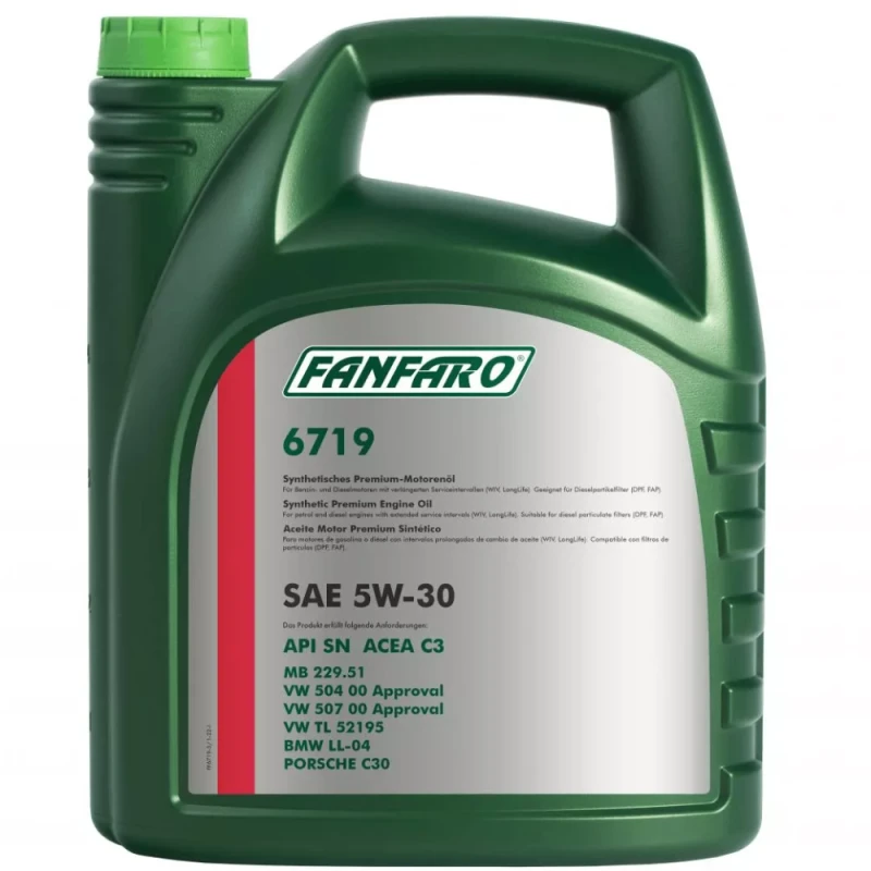 Моторное масло Fanfaro 6719 SN for VW, Audi/Skoda/Seat SW-30 5L Metal