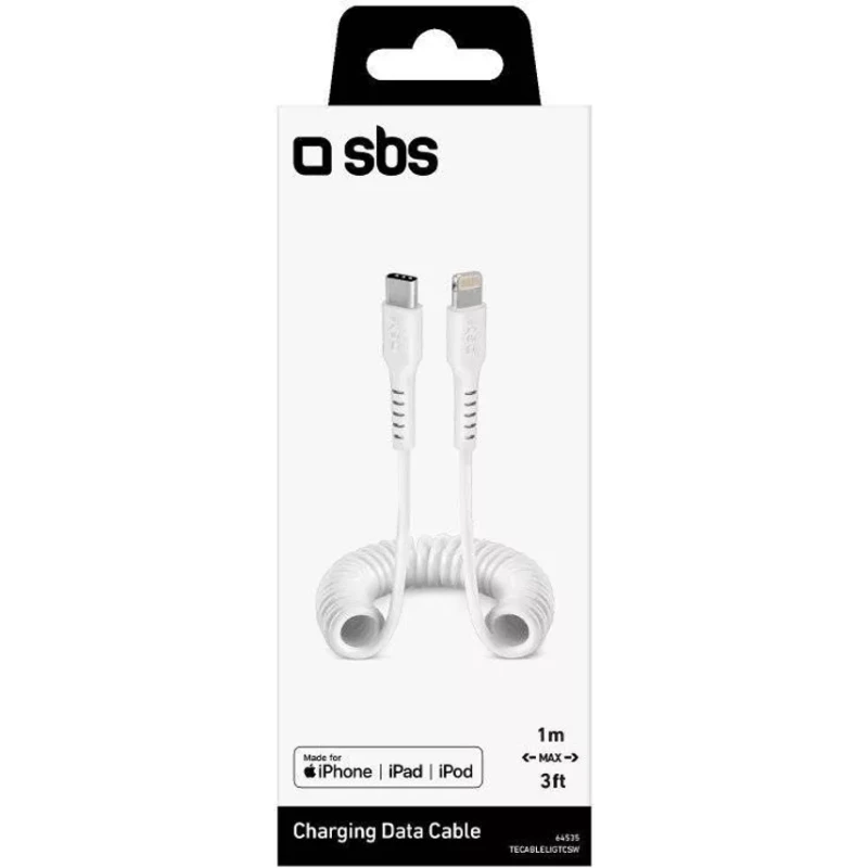 Cable SBS Type-C to Lightning MFI Spiral Cable 1M White / TECABLELIGTCSW
