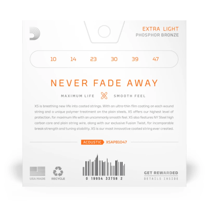 Аксессуары для гитары D-Addario XSAPB1047 Phosphor Bronze Extra Light