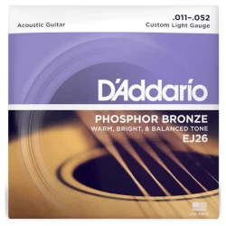 Аксессуары для гитары D-Addario EJ26 Phosphor Bronze 11-52 Costom Light