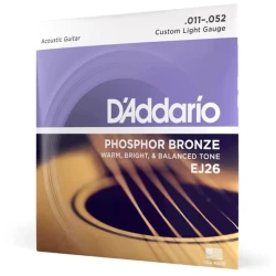 Аксессуары для гитары D-Addario EJ26 Phosphor Bronze 11-52 Costom Light