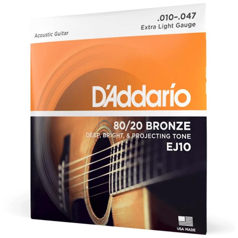 Аксессуары для гитары D-Addario EJ10 80/20 Bronze 10-47 Extra Light