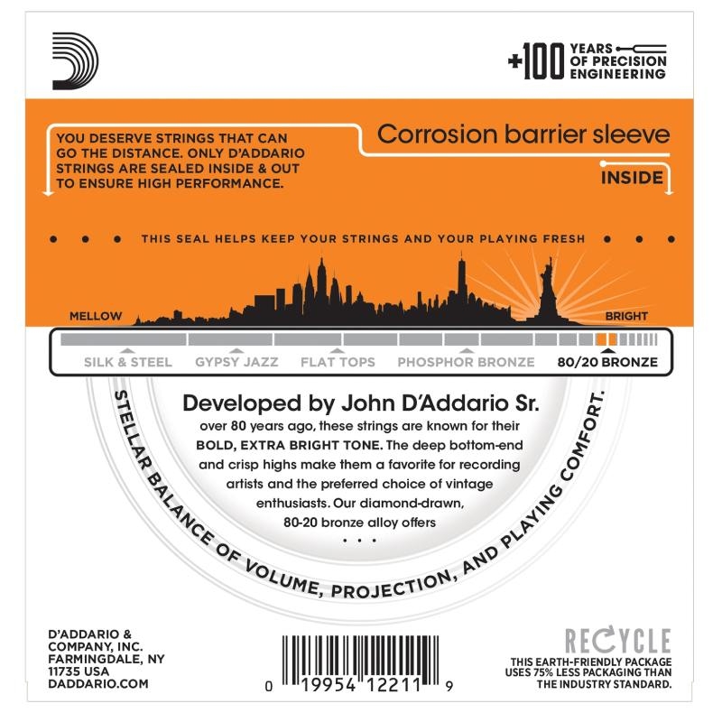 Аксессуары для гитары D-Addario EJ10 80/20 Bronze 10-47 Extra Light