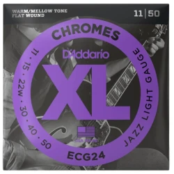 Аксессуары для гитары D-Addario ECG24 XL Chromes Flatwound 11-50 Jazz Light
