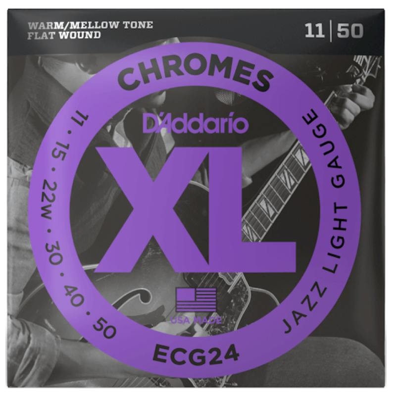 Аксессуары для гитары D-Addario ECG24 XL Chromes Flatwound 11-50 Jazz Light