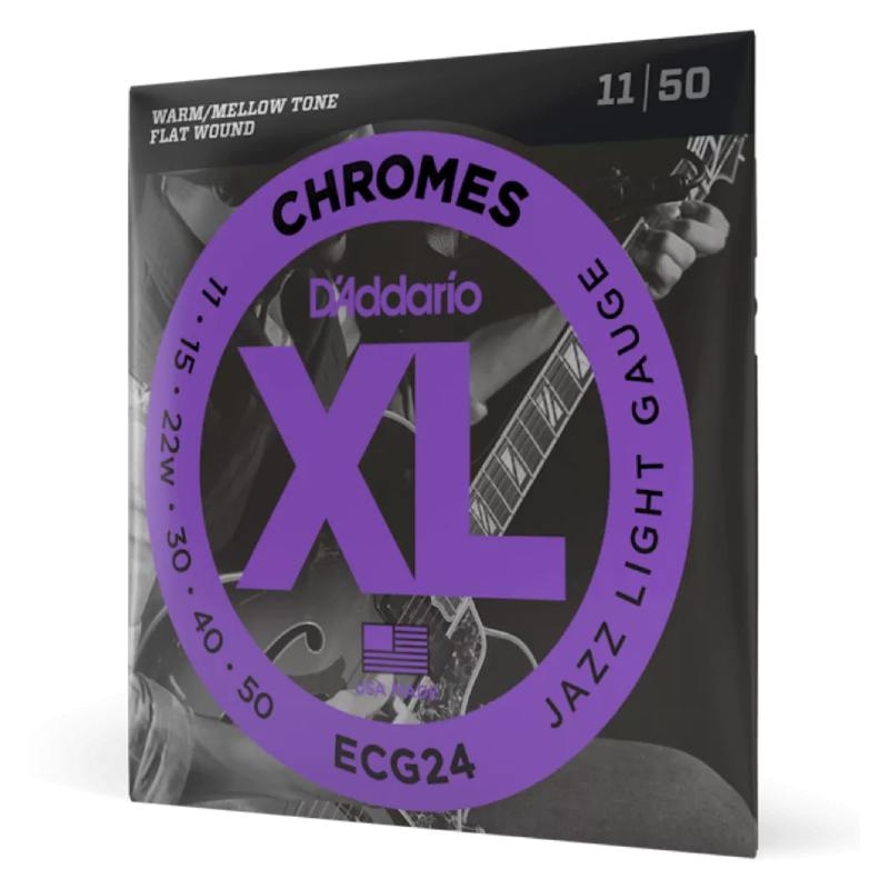 Аксессуары для гитары D-Addario ECG24 XL Chromes Flatwound 11-50 Jazz Light