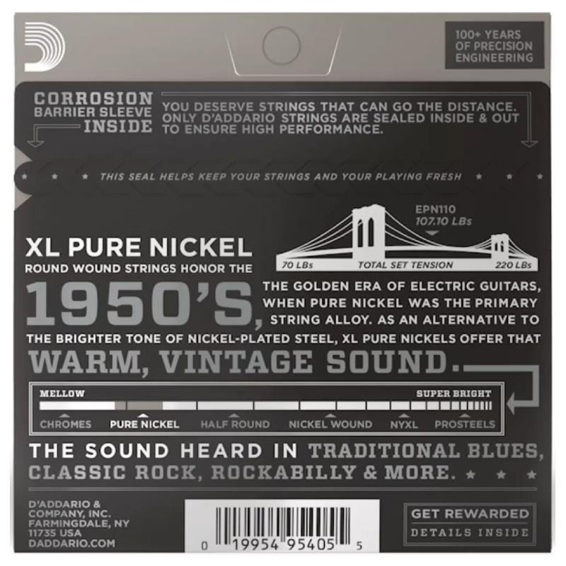 Аксессуары для гитары D-Addario EPN110 Pure Nickel 10-45 Regular Light