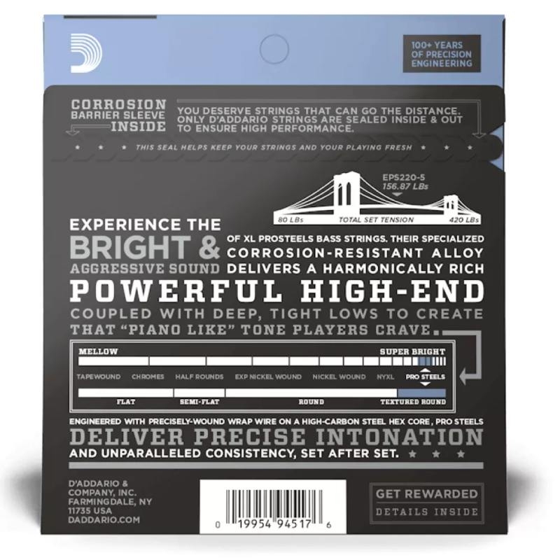 Аксессуары для гитары D-Addario EPS220-5 XL Prosteels 40-125 Super Light