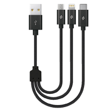 Kabel Ttec AlumiCable Trio Charge/Data Mini Cable Type-C/Lightning/Micro USB 30 sm Black / 2DK31