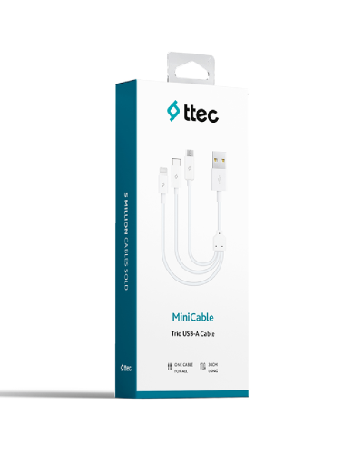Ttec Trio Charge/Data Mini Cable 30 sm White / 2DK13