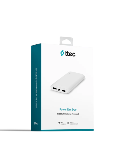 Ttec Powerbank Powerslim Duo 10000 mAh White / 2BB163B