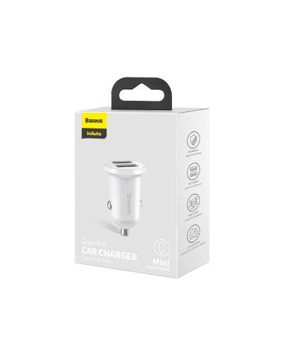 Baseus Grain Car Charger White / CCALL-ML02