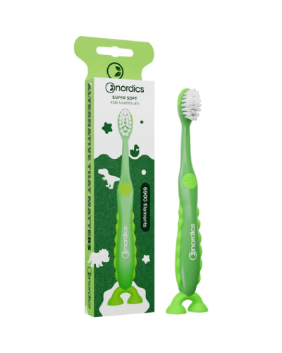 Uşaq diş fırçası Nordics Dino Yaşıl Super Soft 6900 3800500324807