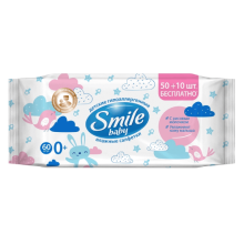 Uşaq üçün nəm salfet Smile Baby Düyü südü 60 əd 4823071637793